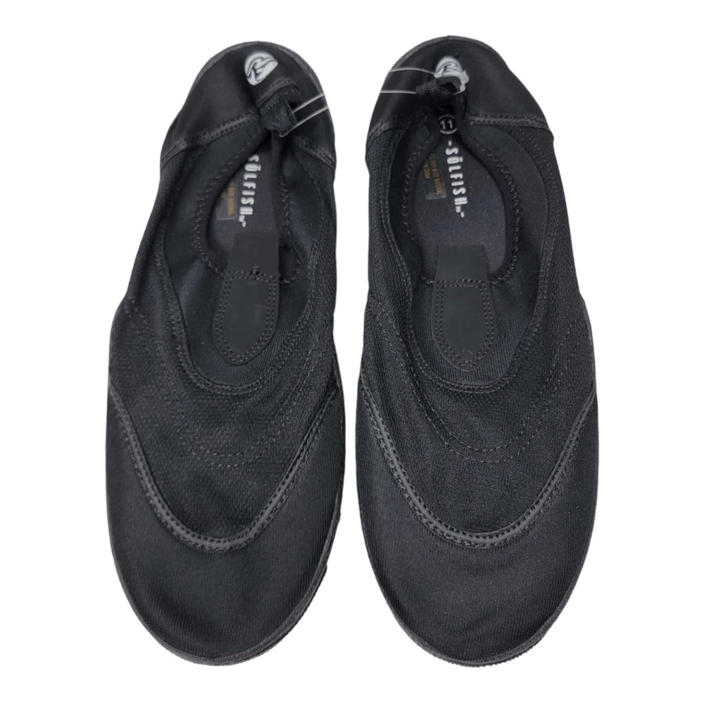 Solfish Men's Slip-On Aqua Watershoes Size 11, Solid Black Slip Resistant - Picture 1 of 6
